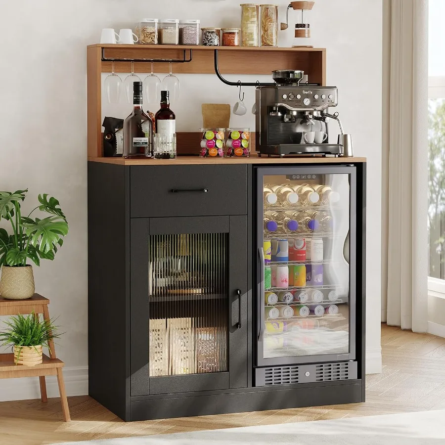 Wine & Beer Guayaquil - Weinbar-Schrank mit Kühlfach und oberer Vitrine