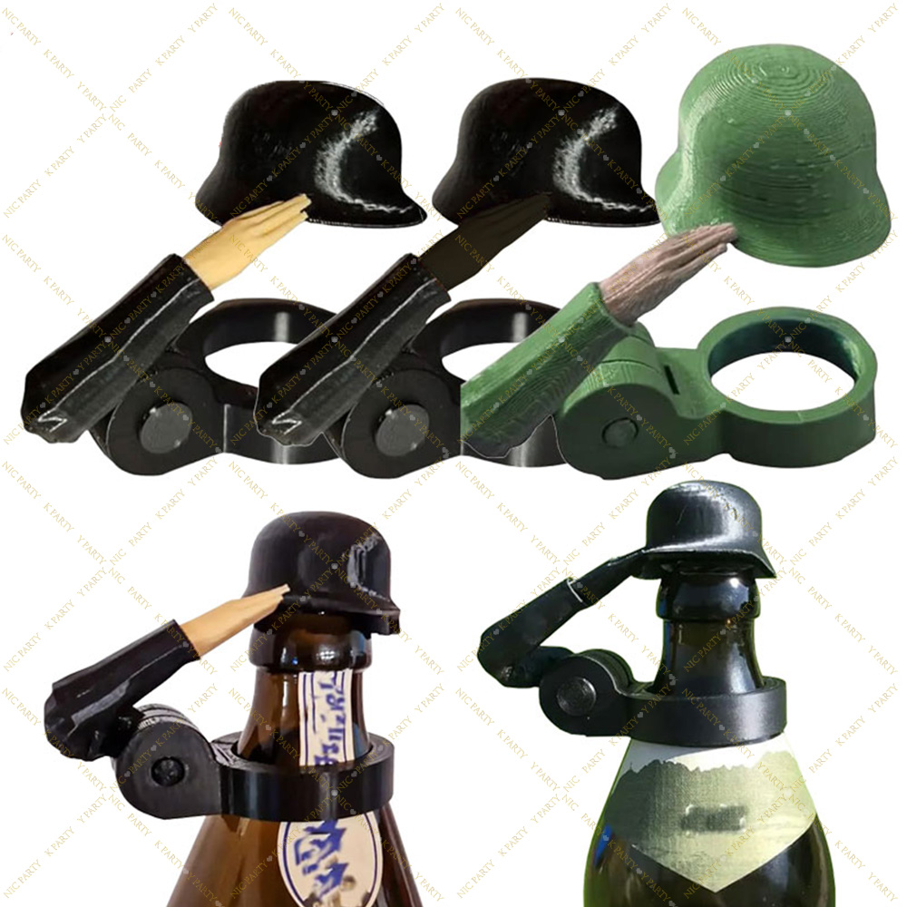 Wine Beer Hat - Lustiger Soldaten-Salutier-Bierflaschenhelm – Kreative Party-Deko, Wein-Staubschutz-Flaschenverschlussmütze,